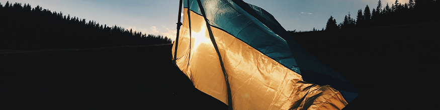 flag of ukraine at sunset